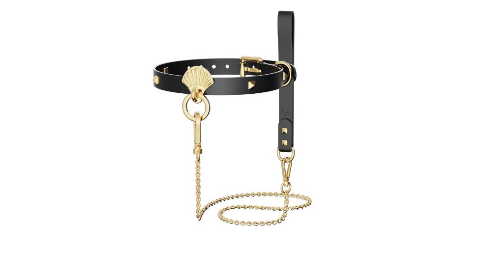 Розкішний нашийник з повідцем Zalo Collar & Leash Set Black, натуральна шкіра - зображення 1