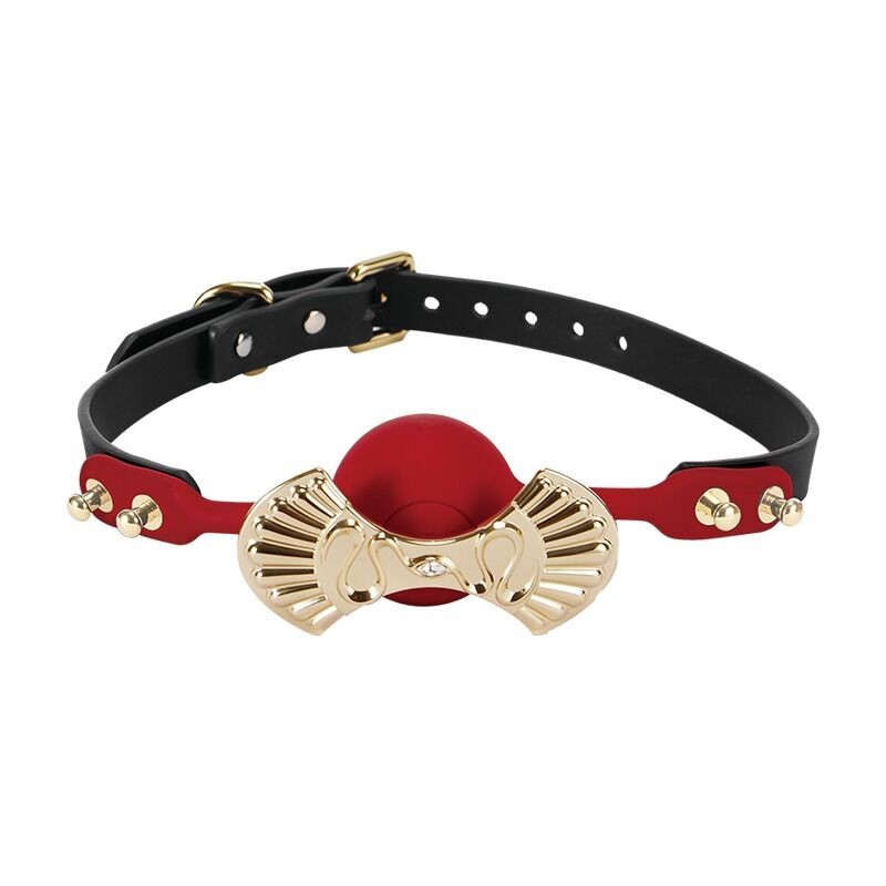 Розкішний силіконовий кляп Zalo Silicone Ball Gag Red, кристал Swarovski, шкіряний ремінець - зображення 1