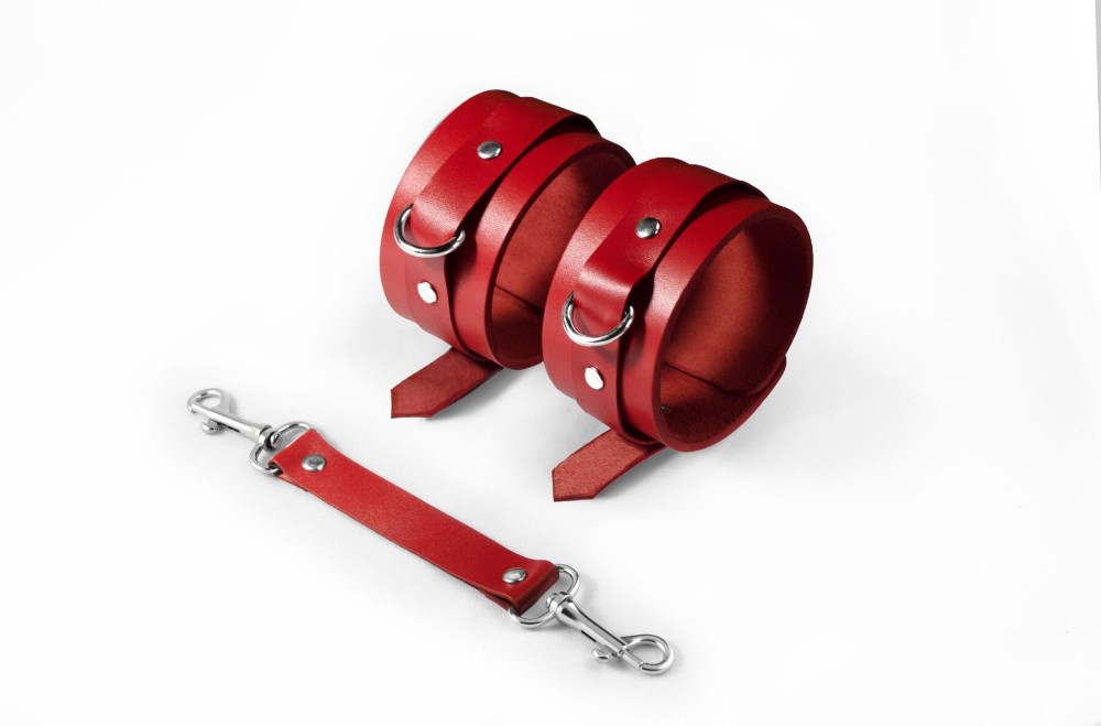 Поножі Feral Feelings – Ankle Restraints Red, натуральна шкіра - зображення 1