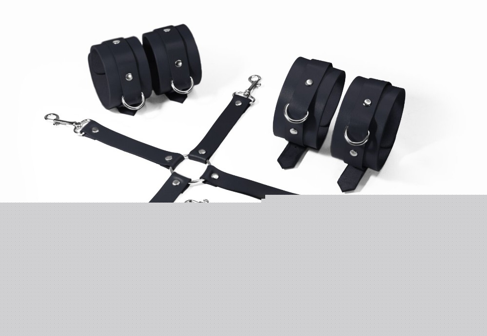 Набір для БДСМ Feral Feelings BDSM Kit 3 Black, наручники, поножі, хрестовина - зображення 1