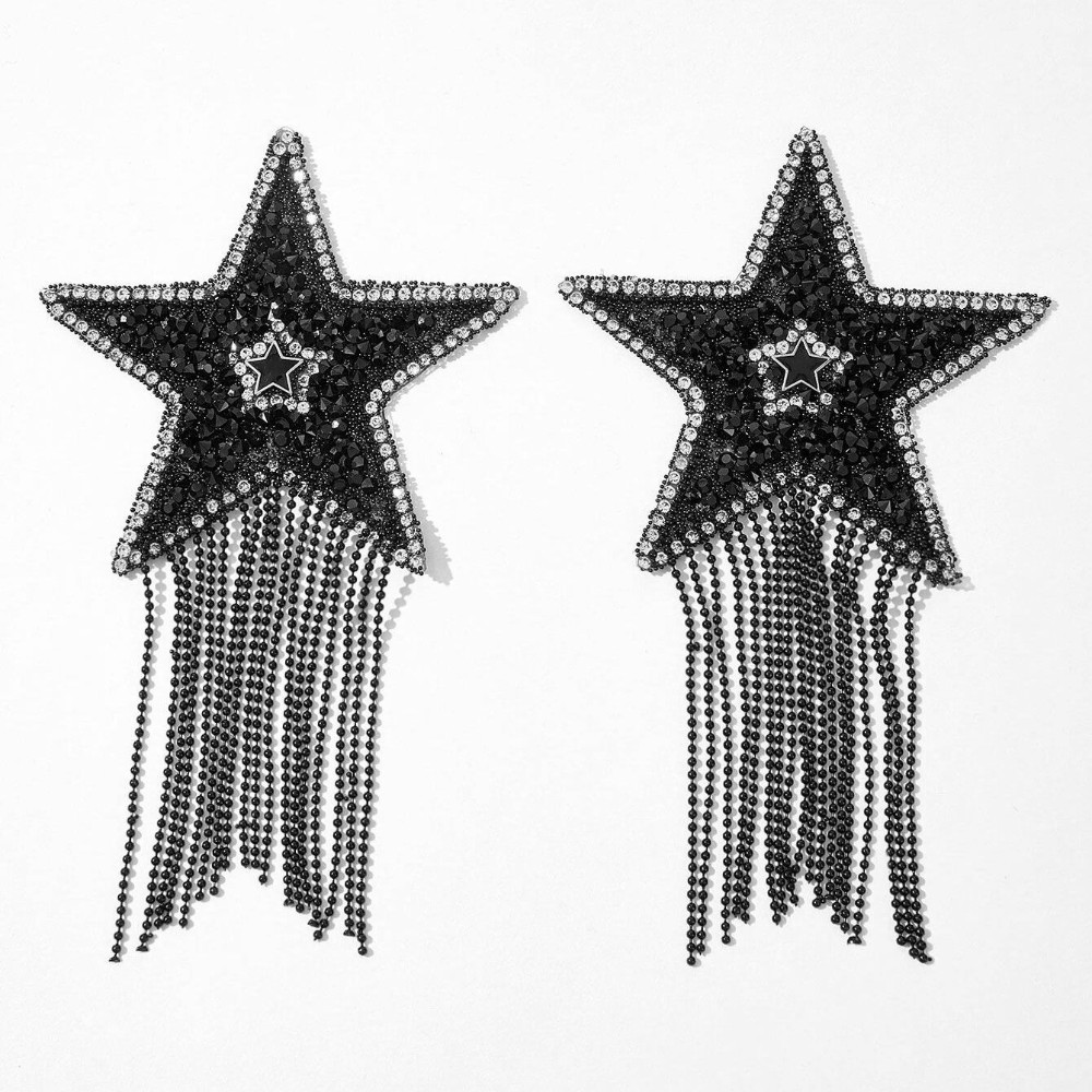 Пестис-зірки з бахромою JSY Nipple Sticker RT236112 Black, стікери - зображення 1