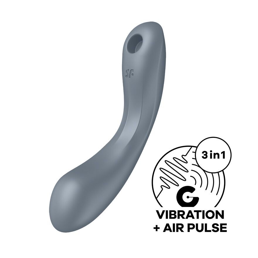 Вакуумний стимулятор з вібрацією Satisfyer Curvy Trinity 1 Bluegrey, іграшка 3в1 - зображення 1