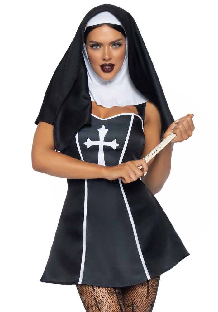 Костюм черниці Leg Avenue Naughty Nun S, сукня, головний убір - зображення 1
