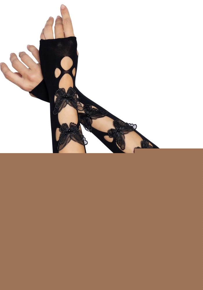 Мітенки Leg Avenue Butterfly applique arm warmers Black, метелики - зображення 1