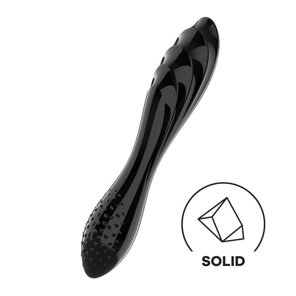Двосторонній скляний дилдо Satisfyer Dazzling Crystal 1 Black, дуже міцний, без стопера - зображення 1