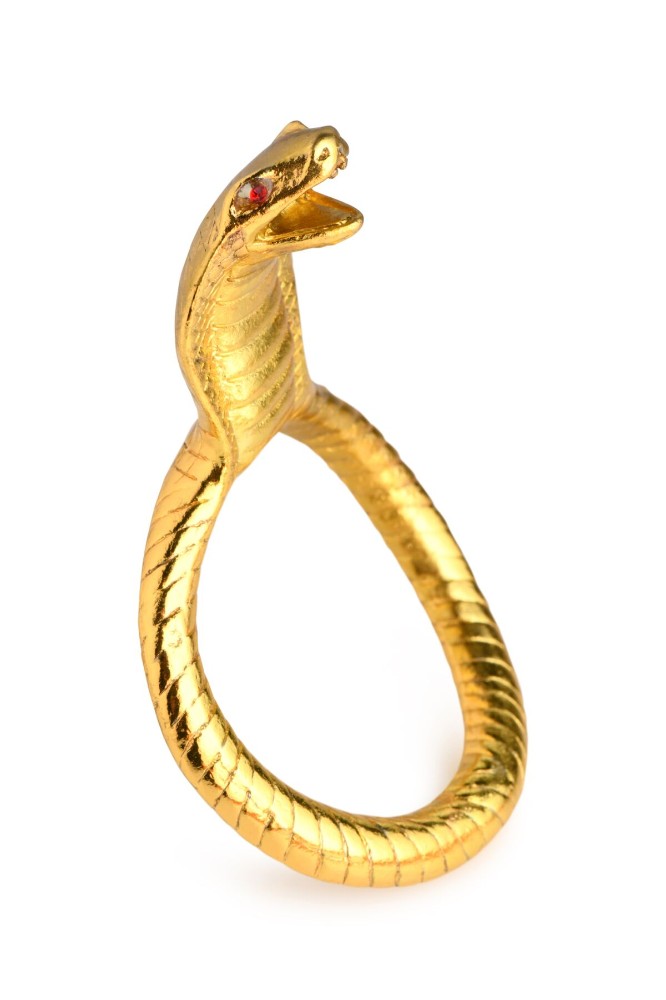 Ерекційне кільце з головою кобри Master Series: Cobra King Golden Cock Ring - зображення 1