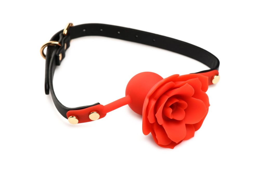 Силіконовий кляп з трояндою Master Series: Blossom Silicone Rose Gag – Red - зображення 1