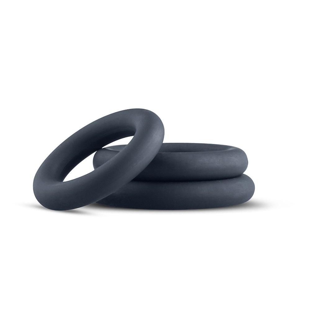 Набір ерекційних кілець Boners 3-Piece Cock Ring Set – Grey, 3; 3,3 та 4,4 см - зображення 1