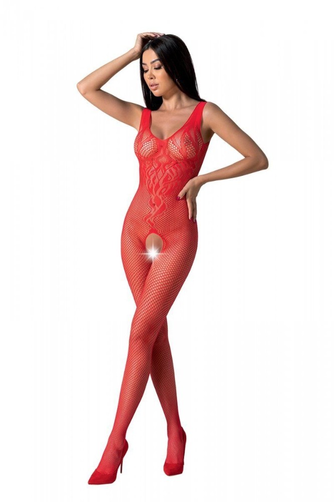 Бодістокінг з крилами Passion BS098 One Size, red, середня сітка, відкритий доступ - зображення 1
