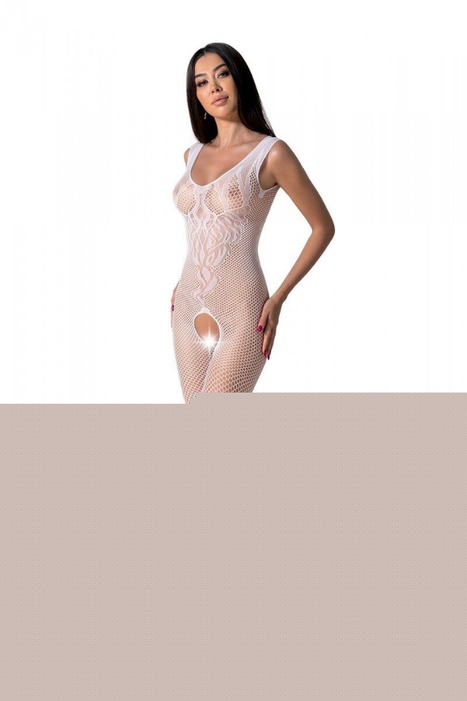Бодістокінг з крилами Passion BS098 One Size, white, середня сітка, відкритий доступ - зображення 1