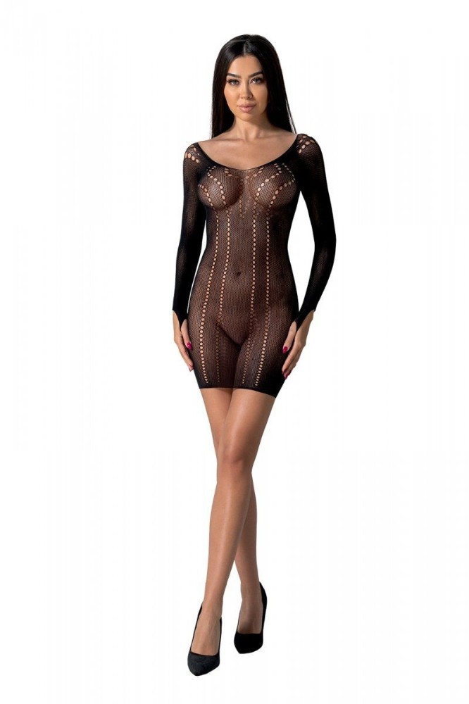 Напівпрозора мінісукня Passion BS101 One Size, black, рукави-мітенки - зображення 1