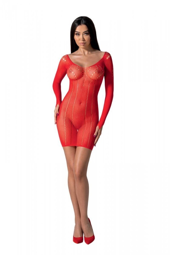 Напівпрозора мінісукня Passion BS101 One Size, red, рукави-мітенки - зображення 1
