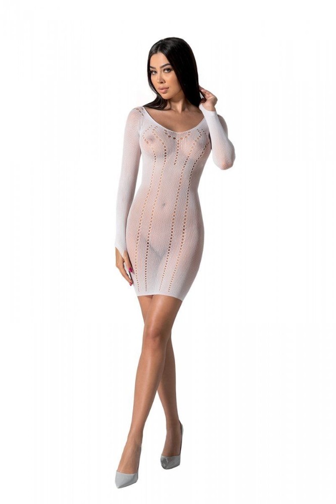 Напівпрозора мінісукня Passion BS101 One Size, white, рукава-мітенки - зображення 1