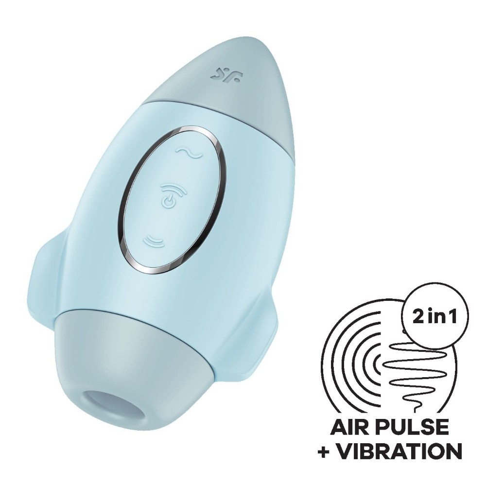 Вакуумний стимулятор з вібрацією Satisfyer Mission Control Blue, 2 незалежні мотори - зображення 1
