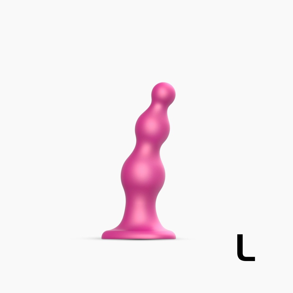 Насадка для страпона Strap-On-Me Dildo Plug Beads Framboise Metallic L - зображення 1