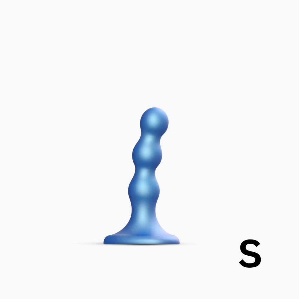 Насадка для страпона Strap-On-Me Dildo Plug Balls Blue Metallic S - зображення 1