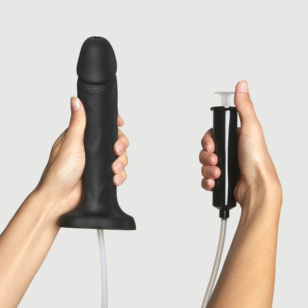 Фалоімітатор, що кінчає Strap-On-Me Squirting Cum Dildo Realistic Black, діам. 3,9 см, силікон - зображення 1