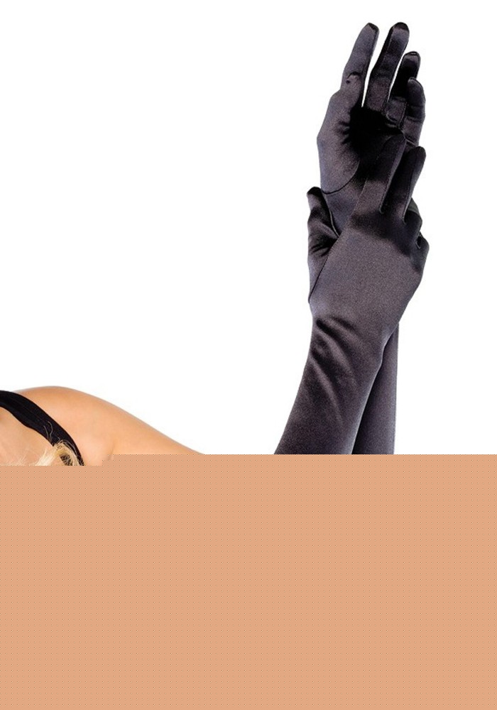 Довгі атласні рукавички Leg Avenue Extra Long Satin Gloves, One Size, чорні - зображення 1