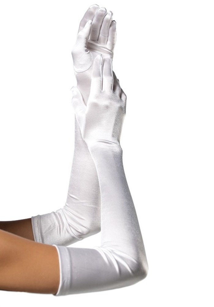 Довгі атласні рукавички Leg Avenue Extra Long Satin Gloves, One Size, білі - зображення 1
