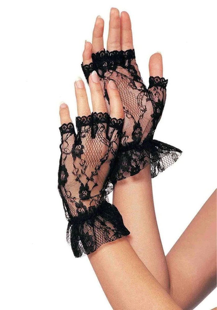 Короткі рукавички-гловелети Leg Avenue Wrist length fingerless gloves, One Size, чорні, сітка - зображення 1
