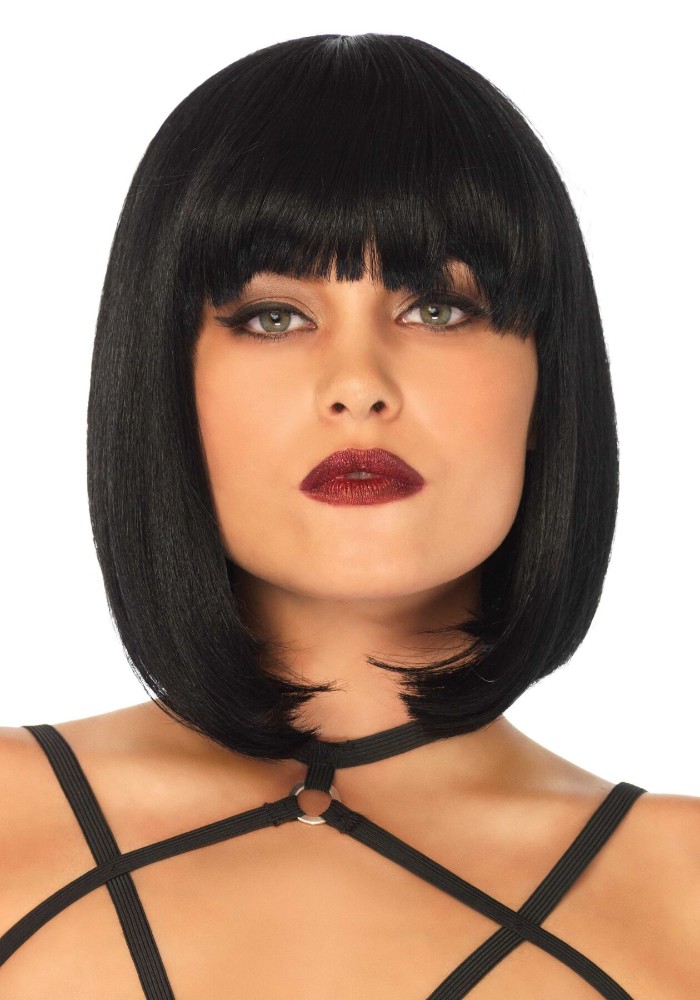 Коротка перука каре з чубчиком Leg Avenue Short natural bob wig, чорна - зображення 1