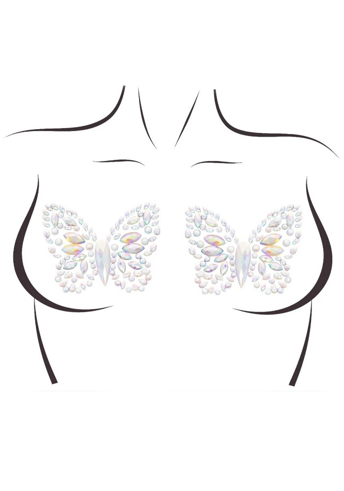 Пестис-метелики з кристалів Leg Avenue Chrysallis nipple sticker, наліпки, світяться у темряві - зображення 1