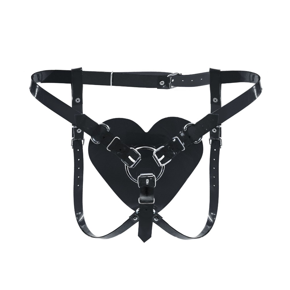 Трусики Серце для страпону Feral Feelings - Hearts Strap-on Belt Black - зображення 1