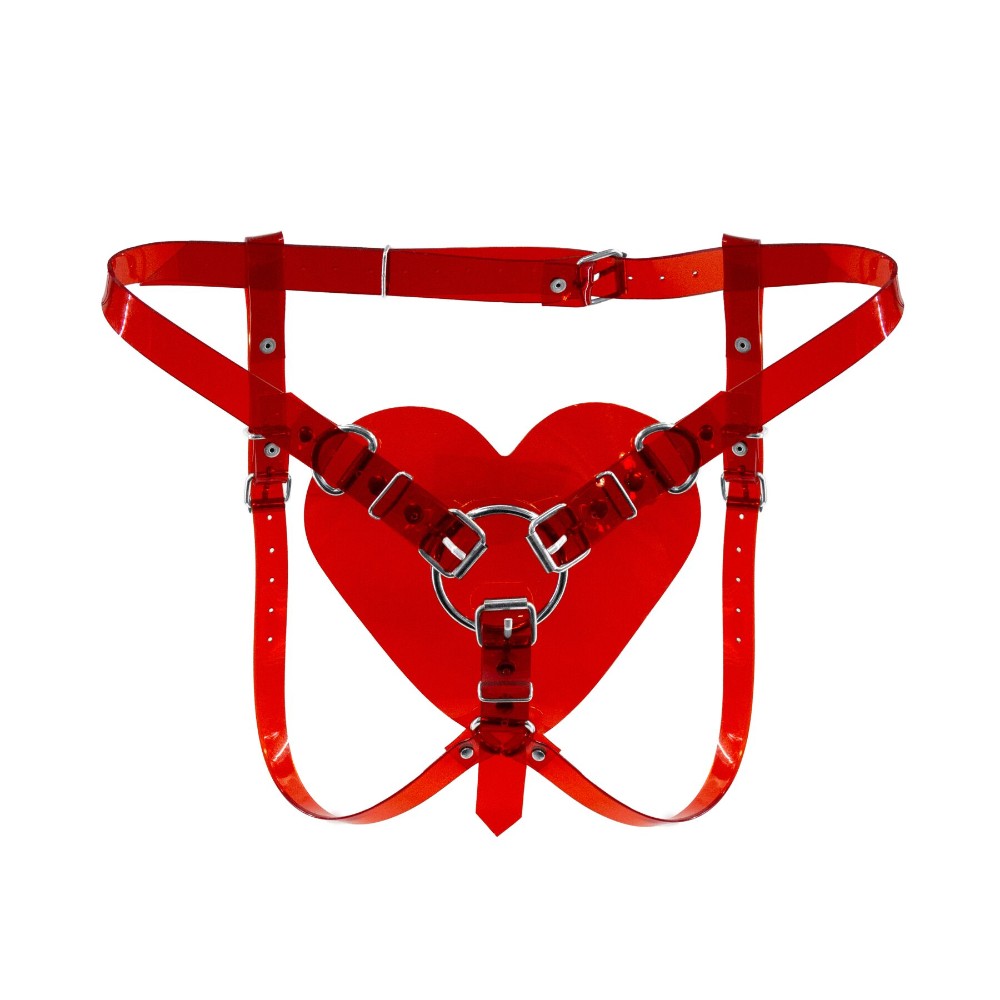 Трусики Серце для страпону Feral Feelings - Hearts Strap-on Belt Red Trasparent - зображення 1