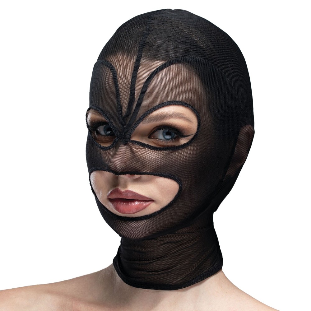Маска серце сітка з відкритим ротом та очима Feral Feelings - Hearts Mask Black/Black - зображення 1