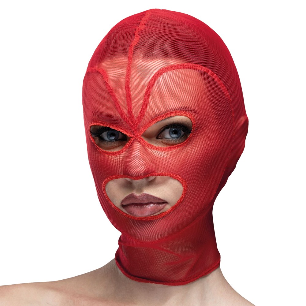 Маска серце сітка з відкритим ротом та очима Feral Feelings - Hearts Mask Red/Red - зображення 1