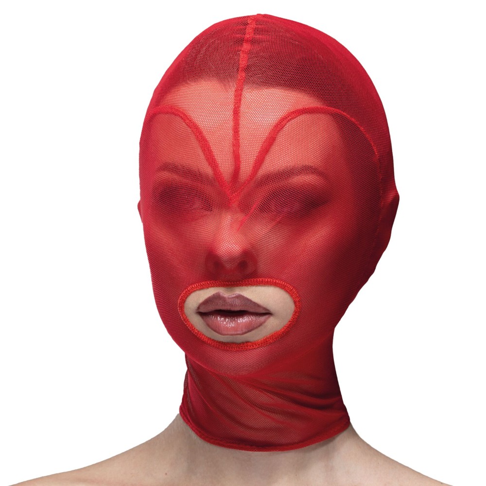 Маска серце сітка з відкритим ротом Feral Feelings - Hearts Mask Red/Red - зображення 1