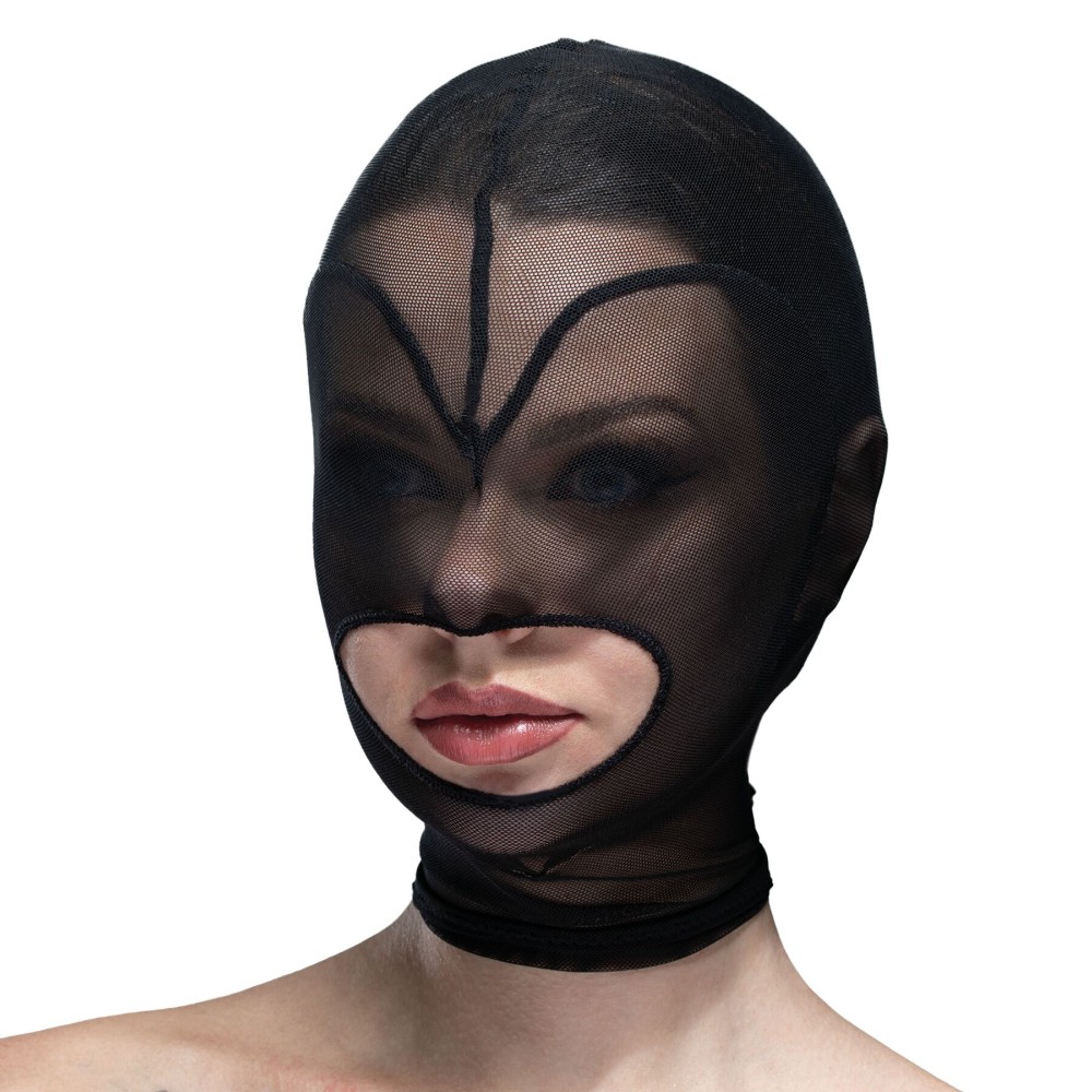 Маска серце сітка з відкритим ротом Feral Feelings - Hearts Mask Black/Black - зображення 1
