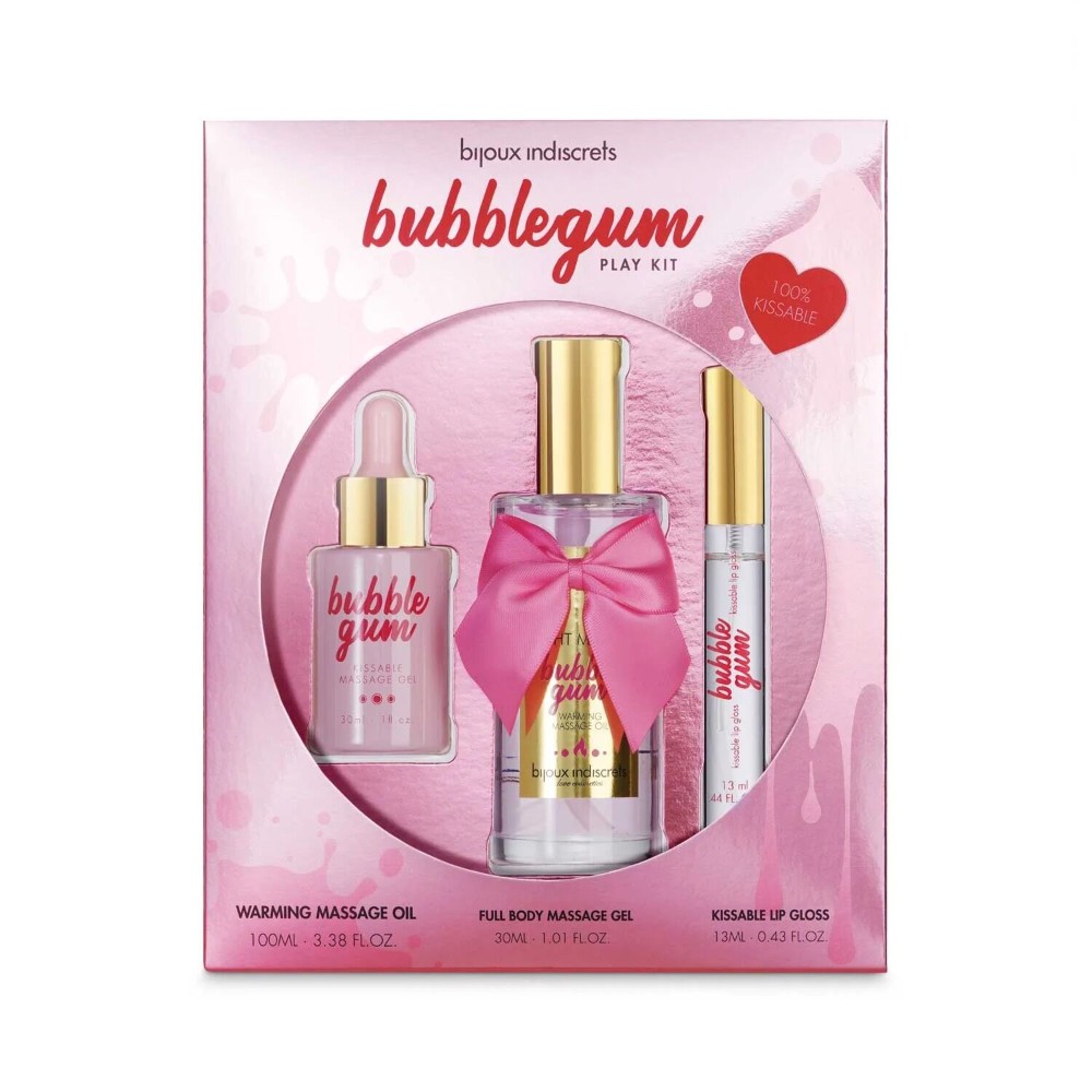Подарунковий набір косметики Bijoux Indiscrets Bubblegum Play Kit, масажна олія, гель, блиск - зображення 1