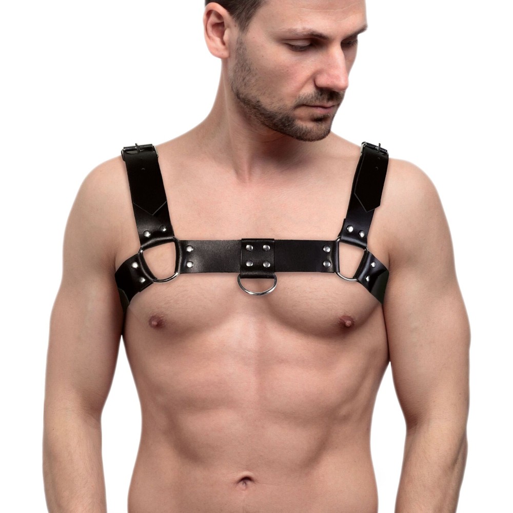 Чоловіча портупея на груди з натуральної шкіри Feral Feelings - Bulldog Harness Black - зображення 1