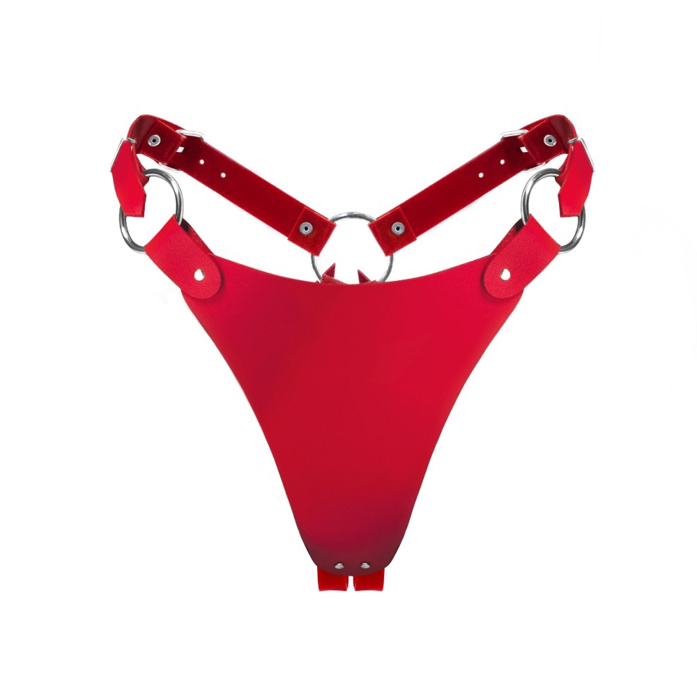 Трусики з натуральної шкіри Feral Feelings - String Bikini Red - зображення 1