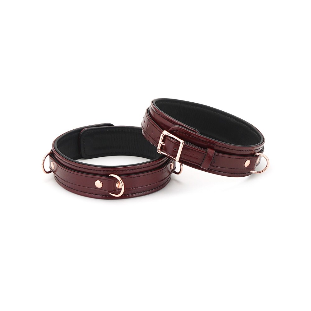 Фіксатори для стегон Liebe Seele Wine Red Thigh Cuffs L Size, натуральна шкіра - зображення 1