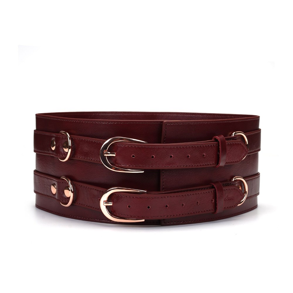 Шкіряний пояс для бондажу Liebe Seele Wine Red Waist Cuff, L Size - зображення 1