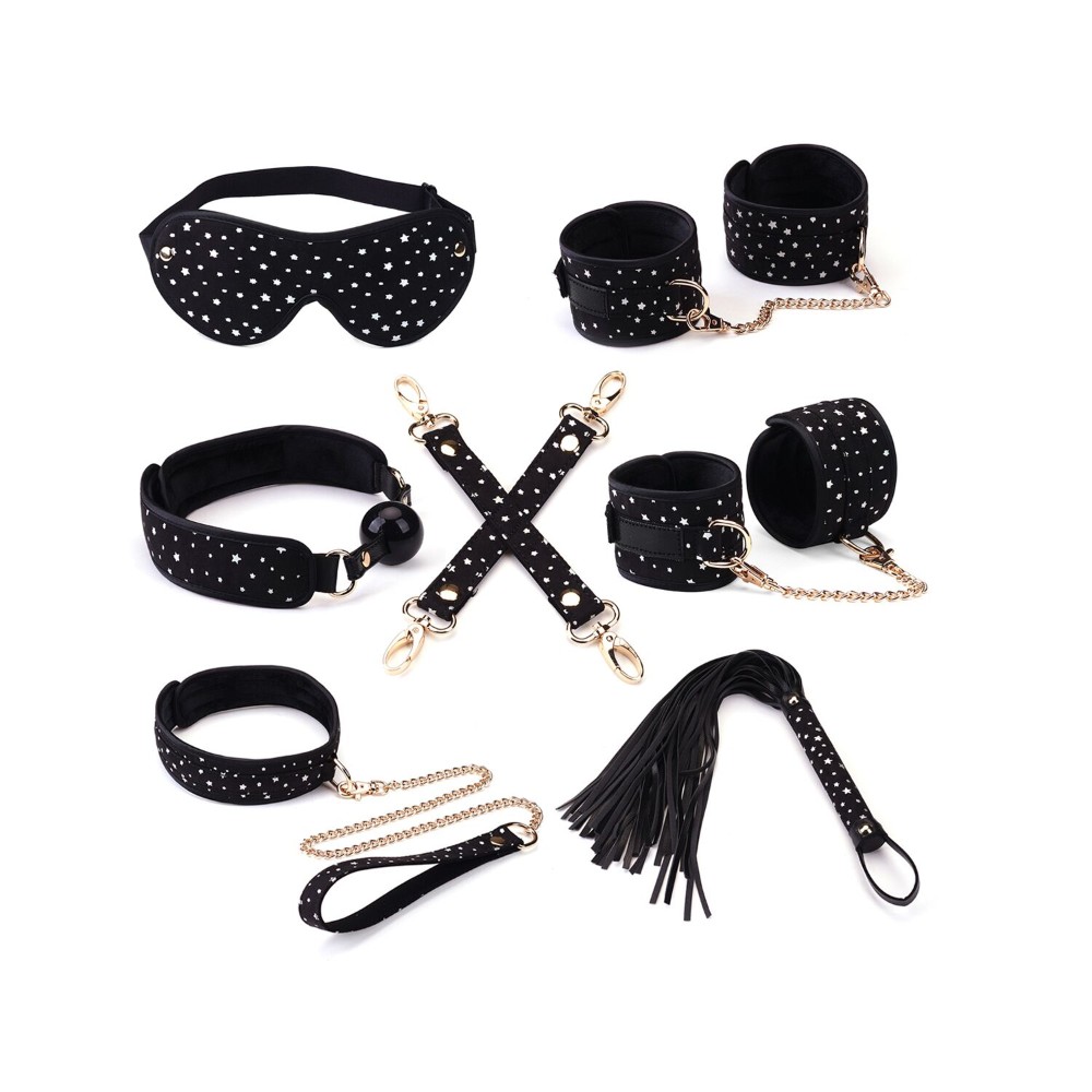 Набір Liebe Seele Stary Nights 7pcs Bondage Kit, фіксатори, нашийник з повідцем, кляп, флогер, маска - зображення 1