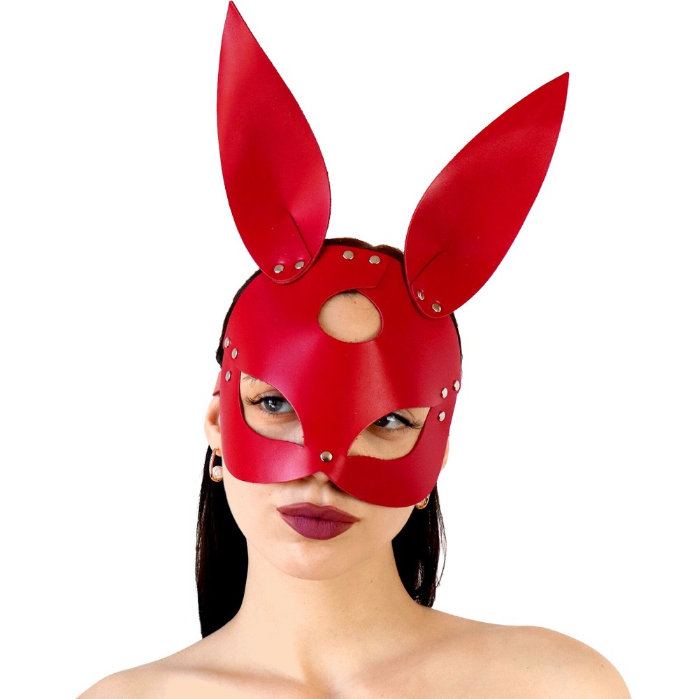 Шкіряна маска Зайчика Art of Sex - Bunny mask, колір Червоний - зображення 1