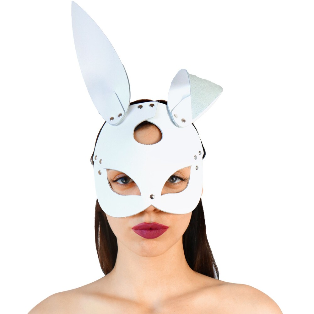 Шкіряна маска Зайчика Art of Sex - Bunny mask, колір Білий - зображення 1
