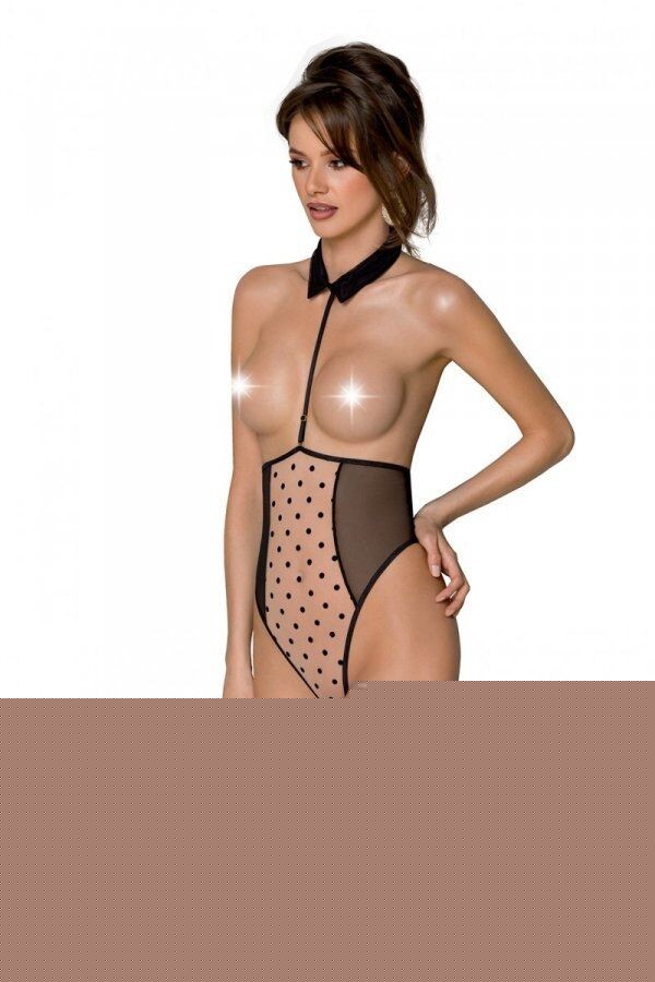 Еротичне боді Passion TRISHA BODY, L/XL, beige, з відкритими чашками - зображення 1