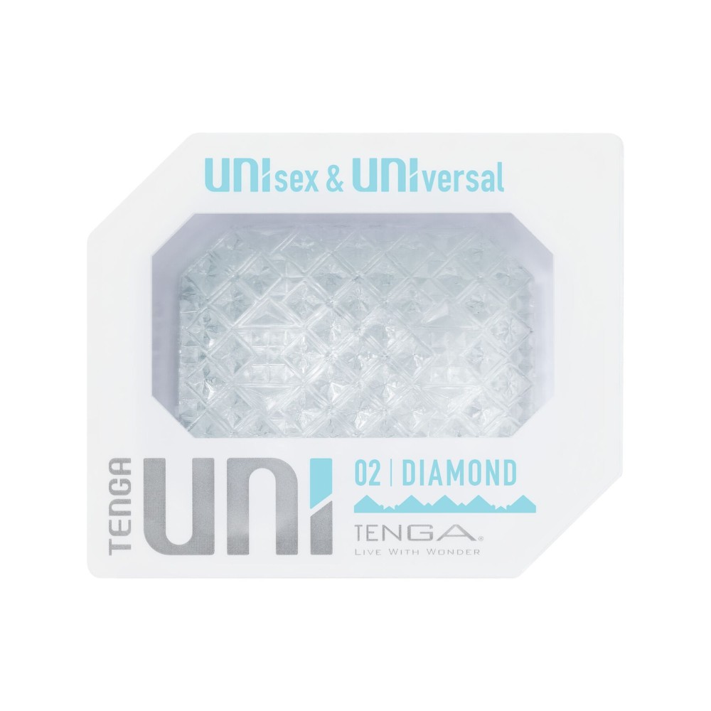 Унісекс-стимулятор Tenga UNI Diamond, білий, із зубчастим рельєфом, лубрикант у комплекті - зображення 1