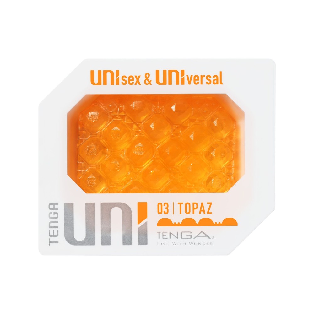Унісекс-стимулятор Tenga UNI Topaz, помаранчевий, рельєф у вигляді горбків, лубрикант у комплекті - зображення 1