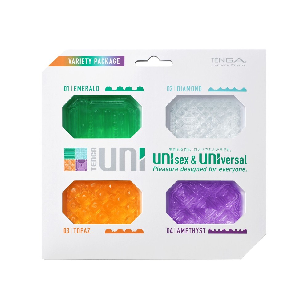Набір унісекс-стимуляторів Tenga UNI Variety Pack (4 шт), лубрикант у комплекті - зображення 1