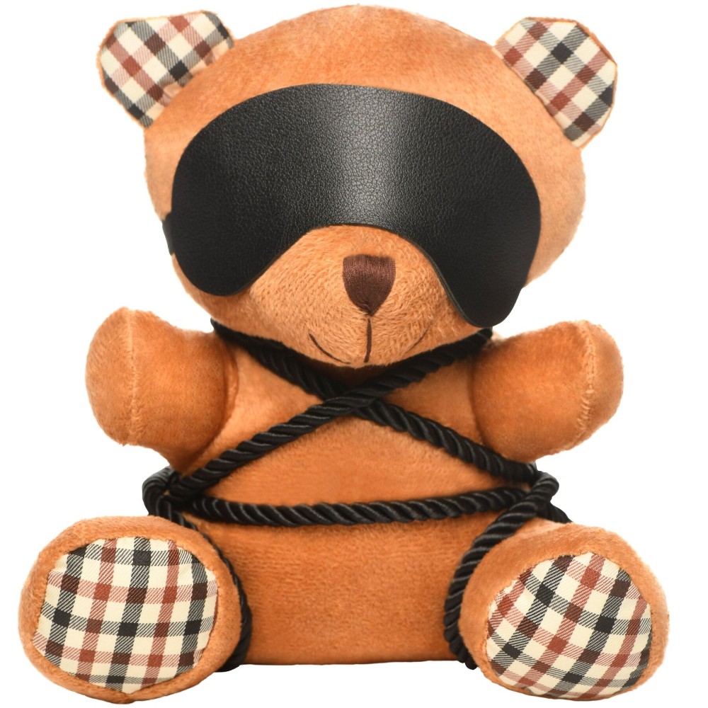 Плюшевий ведмедик ROPE Teddy Bear БДСМ у шкіряній масці та обв’язці, 22x16x12 см - зображення 1