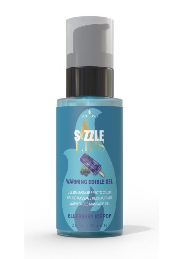 Зігрівальний масажний гель Sensuva Sizzle Lips Blueberry Ice Pop (59 мл), без цукру, їстівний - зображення 1