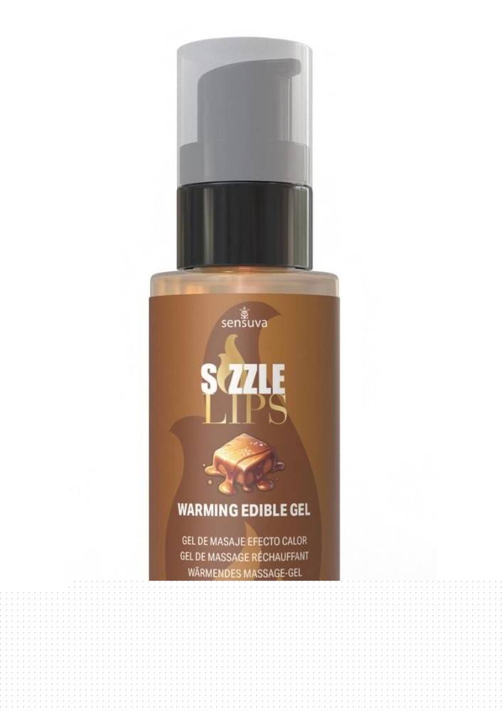 Зігрівальний масажний гель Sensuva Sizzle Lips Salted Caramel (59 мл), без цукру, їстівний - зображення 1
