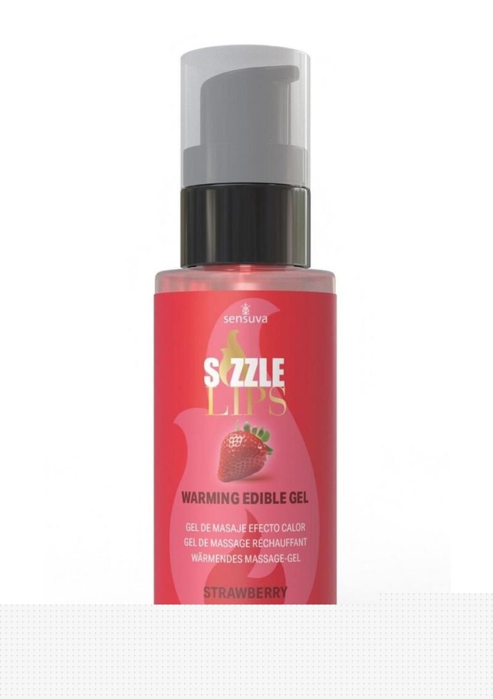 Зігрівальний масажний гель Sensuva Sizzle Lips Strawberry (59 мл), без цукру, їстівний - зображення 1