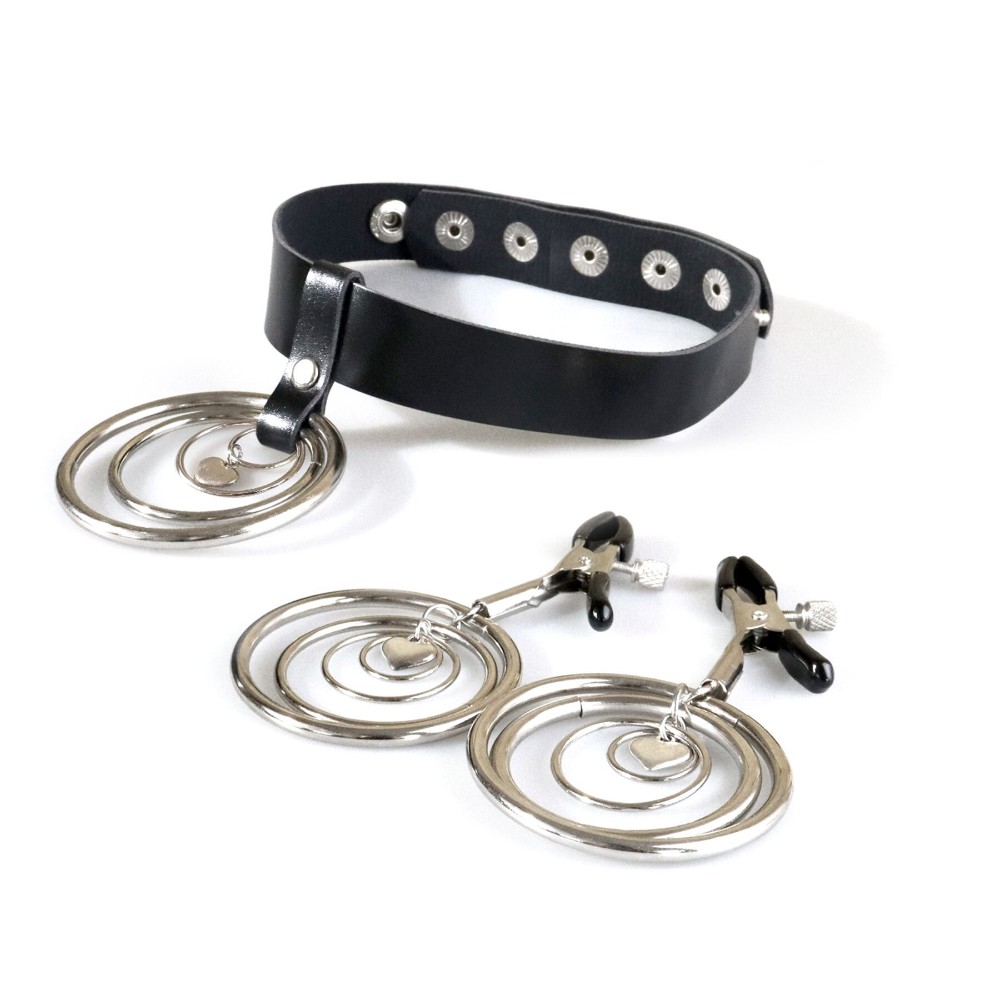 Набір чокер + затискачі Art of Sex - Choker and Nipple clamps Triada, колір чорний - зображення 1