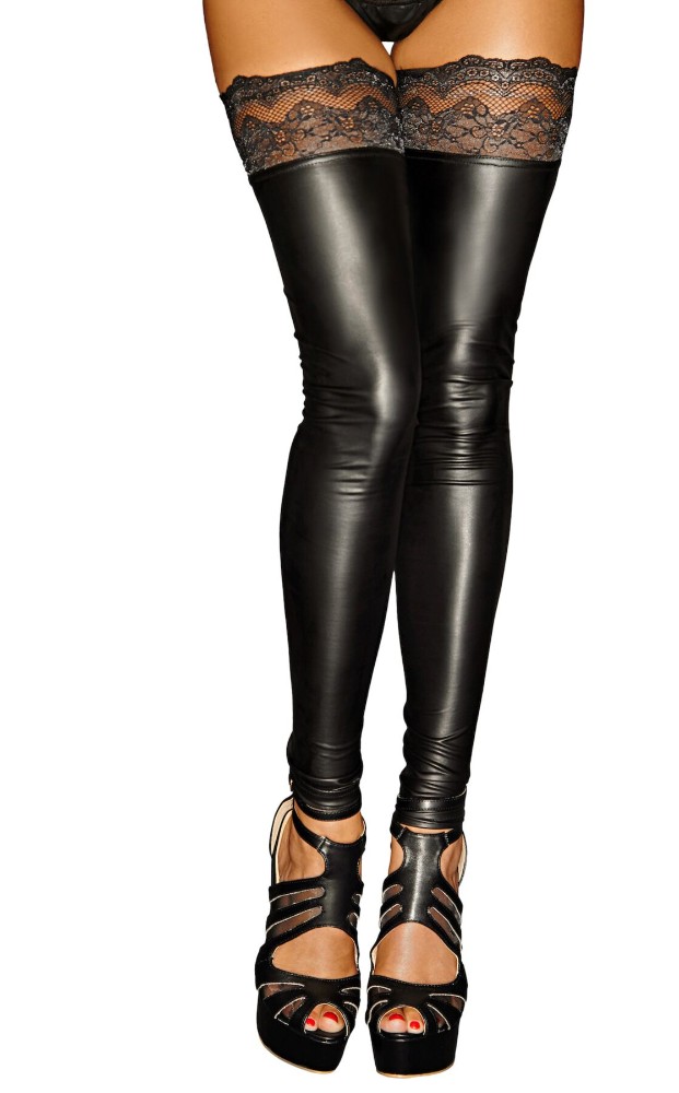Панчохи з мокрим ефектом Noir Handmade F135 Powerwetlook stockings, XL, без мисків - зображення 1